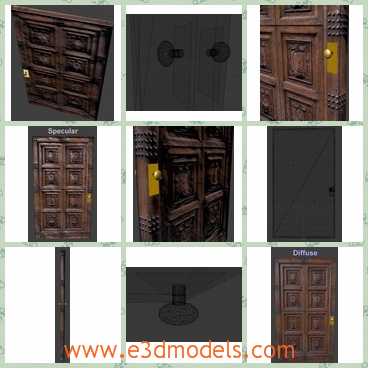 3d model the wooden door in fine style - This is a 3d model of the wooden door infine style,which is rustic and in high quality.