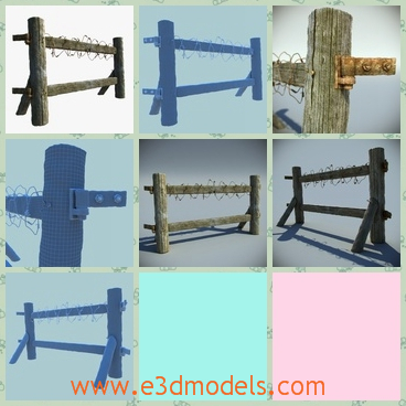 3d model the wooden fence - This is a 3d model of the wooden face,which is old and rusty.The model is made with wire on it.The model is rough and hard to handle.