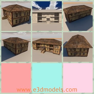 3d model the wooden house - This is a 3d model of the wooden house,which is rustic and wrecked.The house is large and spacious.
