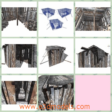 3d model the wooden shed - This is a 3d model of the wooden shed,which is abandoned in the farm.The barn was built for the animals.