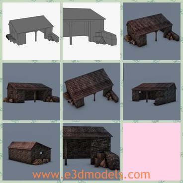 3d model the wooden stable - This is a 3d model of the wooden stable,which is the common shed in the farm.The shed is small and abandoned.
