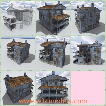 3d model the wrecked building - THis is a 3d model of the wrecked building,which is  suitable for use in games and real time applications.
