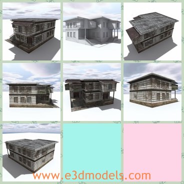 3d model the wrecked house - This is a 3d model of the wrecked house,which is  a low poly weathered houseThe model is low poly, which makes it suitable for use in games and real time applications.