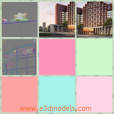 3d models of a big building - Through these 3d models we can see a big building with uneven surfaces and there are many windows on its facade.