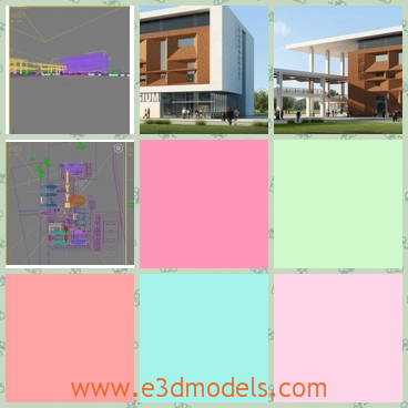 3d models of a pretty construction - There are some 3d models which show us a pretty construction. This is a large building with deep yellow walls and pure white walls.