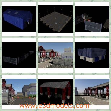 3d models of buildings - These are 3d models which are about some buildings. These buildings has gray roofs and red walls.