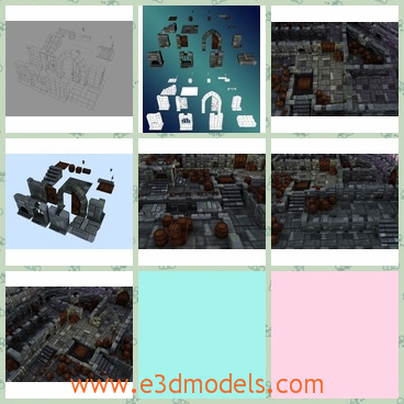 3d models of gray walls - These 3d models are about many gray walls in a labyrinth. This labyrinth has many long walls which form a complex structure.