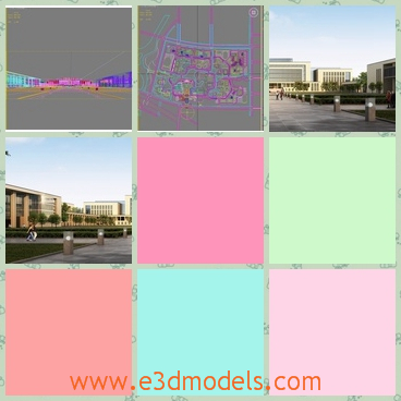 3d models of many buildings - There are some 3d models which are some buildings in the city. These buildings have different shapes but the same dull gray color.