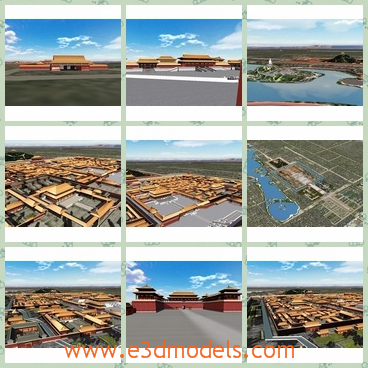 3d models of The Forbidden City - Thes are 3d pictures of The Forbidden City. Covering an area of 72 hectares about 180 acres the Forbidden City consists of 9 999 rooms surrounded by a 10-meter high city wall which measures 960 meters long from south to north and 750 meters wide from east to west. Outside the wall is a 52-meter-wide moat.