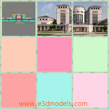 3d models of two grand buildings - There are some 3d models which give us some views of two grand buildings. These buildings have serious gray color and long windows with shiny glasses.