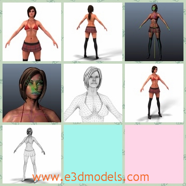 3d mdoel a hot girl with bikini - This is a 3d model about a hot girl with Bikini.The model is rigged and skinned,and sexy.