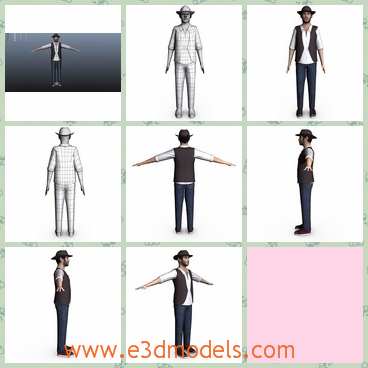 3d model a casual male with a hat - This is a 3d model about a casual male with a hat,who has vest ans is made based and optimized for real-time games and for production as well.