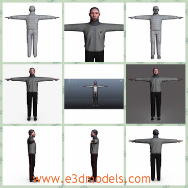 3d model a man with a jacket - This is a 3d model of the man with a jacket,whihc is an American from Africa.The man is a black and people called them negro.