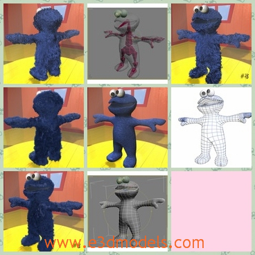 3d model a monster with a month - This is a 3d model of a monster,which has legs,arms,neck,hand and eyes.The model is a cartoon figure.The character is unknown to many people.