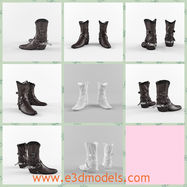 3d model a pair of boots - This is a 3d model of a pair of boots,which are made with leather materials and often appeared in the western countries for comboys.