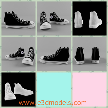 3d model a pair of shoes - This is a 3d model of the shoes in black,which is for the basketball and other sports.The model is the athletci one.