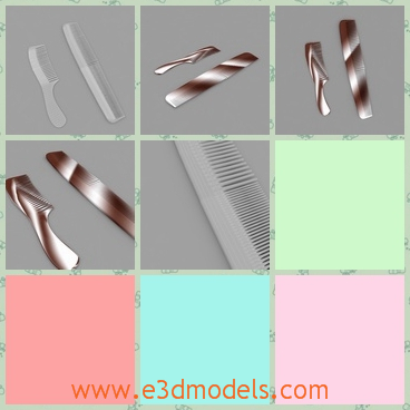3d model a set of combs - This is a 3d model about a set of combs,which has two colors,white and heavy brown.The shining light is so special.