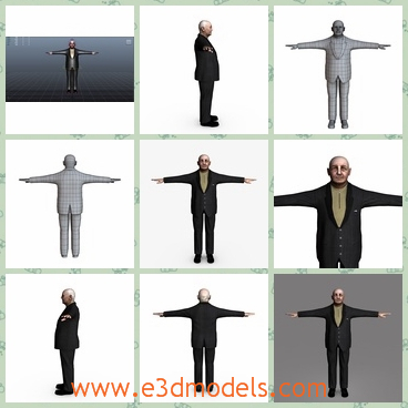 3d model an old man without hair - This is a 3d model of the old man without hair,which has the suit with him and he is the grandpa of somebody.