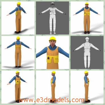 3d model hard hat worker - This is a 3d model about hard hat worker.The geometry is edge-loop based and optimized for real-time games and for production as well.