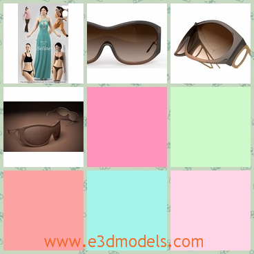 3d model of cool sunglasses - This is a 3d model of a pair of cool sunglasses. This pair of sunglasses have wide tan lenses and thin dark blue frames.