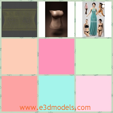 3d model of female tube top - This 3d model is about a female tube top which is made of flexible material and the breasts area can be modified through a morph target.