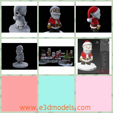 3d model of standing Santa - This 3d model is about a standing Santa. He stands on a small area where is covered with snow and he wear a thick red coat.