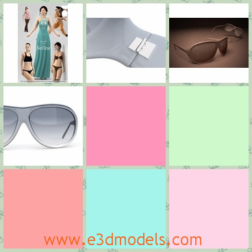 3d model of sunglasses - This 3d model is about a pair of sunglasses. These sunglasses have big round lenese and wide plastic frames.
