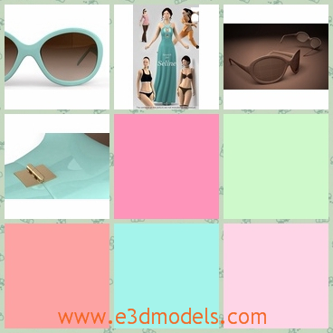 3d model of sunglasses with green frames - This 3d model is about a pair of sunglasses which have beautiful green frames and the lenses are of light gray color.