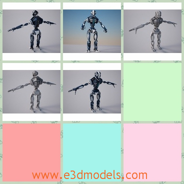 3d model robot - This is a 3d model about a robot with strong body.This model looks like a real man indeed.The long arms are so outstanding.