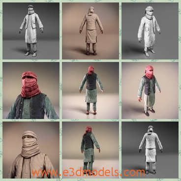 3d model the afghan man - This is a 3dmodel of the Afghan man,who hah the cover with him and who looks strange.The clothes are special and unique.