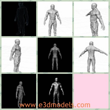 3d model the alien man - This is a 3d model of thea lien man,who is strong and fantastic.The model is naked standing on the floor.