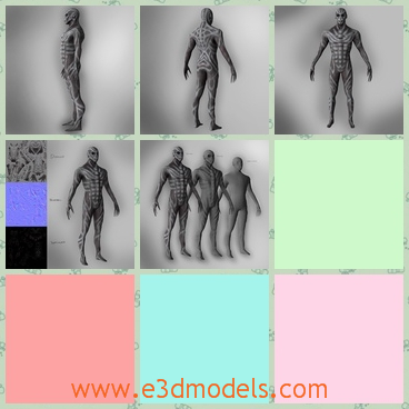 3d model the alien man - His is a 3d model of the alien man,which is the most strange creature.The model is standing on the ground with bare foot.