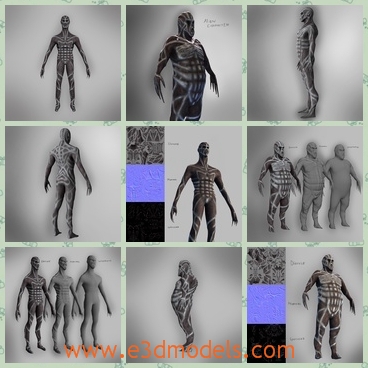 3d model the alien man - This is a 3d model of the alien man,who is fantastic and suitable for games.The model is the strange creature.