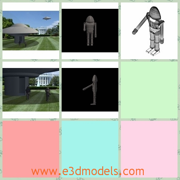 3d model the alien on the earth - This is a 3d model of the alien on the earth,which looks like the robot on the earth.The spaceman has the long arms and the big head.