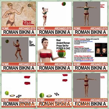 3d model the ancient bikini - This is a 3d model of the ancient bikini,which is made for females.Ancient Rome Bikini A, as seen on the most famous Piazza Armerina Roman Mosaics [Villa Romana del Casale]