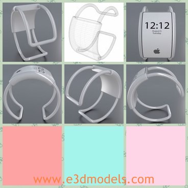 3d model the apple watch - This is a 3d model of an Apple iWatch concept.

The model includes a texture map that is 2048x2048. A text file has more information about the texture and materials used.
