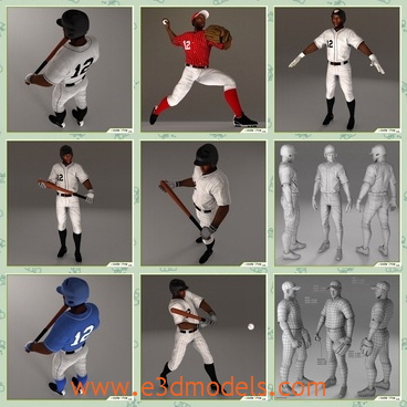 3d model the baseball player - This is a 3d model of the baseball player,who is strong and comes from Africa.The model is a high poly composed by quads and triangels distributed across the topology in a balanced way.