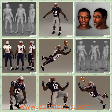 3d model the black football player - This is a 3d model of the black football players,which is coming from America and he is famous and he has a helmet in his head.The player is from African.