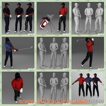 3d model the black golf player - This is a 3d model of the black golf player,who is an African in the famous golf club.The man is strong and not very tall.