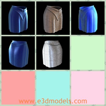 3d model the blue miniskirt - This is a 3d model of the blue miniskirt,which is short and made with good quality.The color is elegant and suitable for those office ladies.