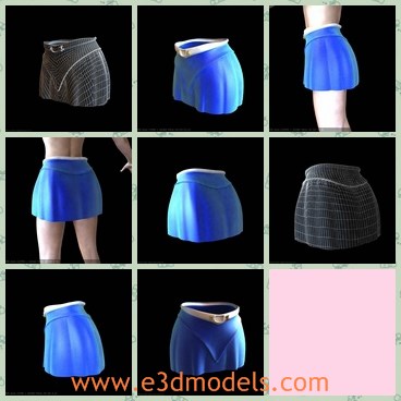 3d model the blue skirt - This is a 3d model of the blue skirt,which is short and sexy.The skirt is made of soft materials.