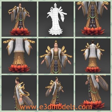 3d model the buddha on the lotus - This is a 3d model of the Lord Buddha,who is standing on the lotus flower.The model is famous and popular in Chinese chulture.