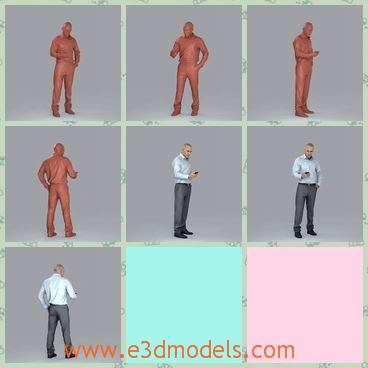 3d model the businessman with his phone - This is a 3d model od the businessman,who is walking when suddenly his phone rings.He takes it out and checks it.