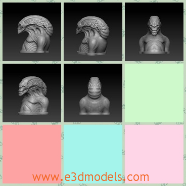 3d model the bust of a monster - This is a 3d model of the bust of a monster,which is modern and made of the bronze materials.