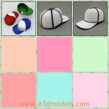 3d model the cap - THis is a 3d model of the baseball cap,which is made in details based on the Trucker style of baseball cap. The model is high poly and well suited for use in photo-real renders.