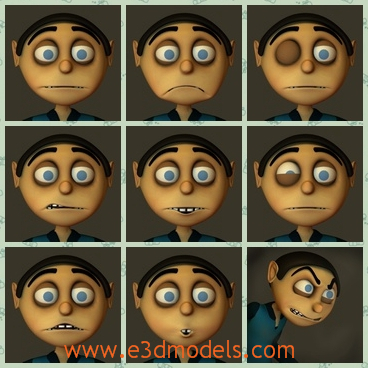 3d model the cartoon boy - This is a 3d model of the cartoon boy,who has big eyes and mouth.The figure has a big head.The boy is skinny and thin.