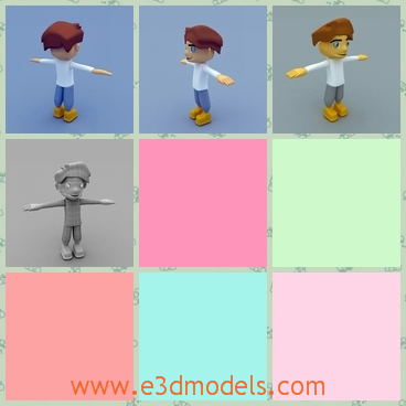 3d model the cartoon boy - This is a 3d model of the cartoon boy,who has heavy hair.The kid is a cartoonmale.He is short and thin.
