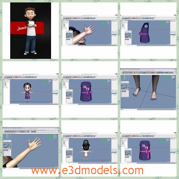 3d model the cartoon figures - This is a 3d model of the cartoon figures,who are cute and stylised.The jeans that the boy has is cool.