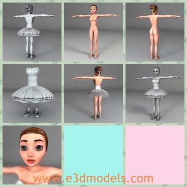 3d model the cartoon girl - This is a 3d model of the cartoon girl,who is naked and standing on the ground.The girl is pretty and made with big eyes.