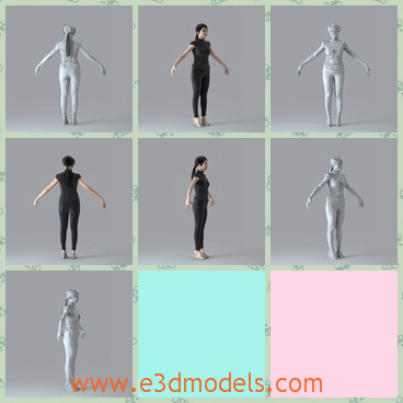 3d model the casual clothing for women - This is a 3d model of the casual clothing for women,who has high-heeled shoes with her.The woman is a little fat.
